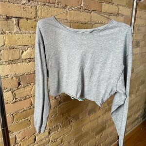 Free People Movement Gray Long Sleeve Crop Top